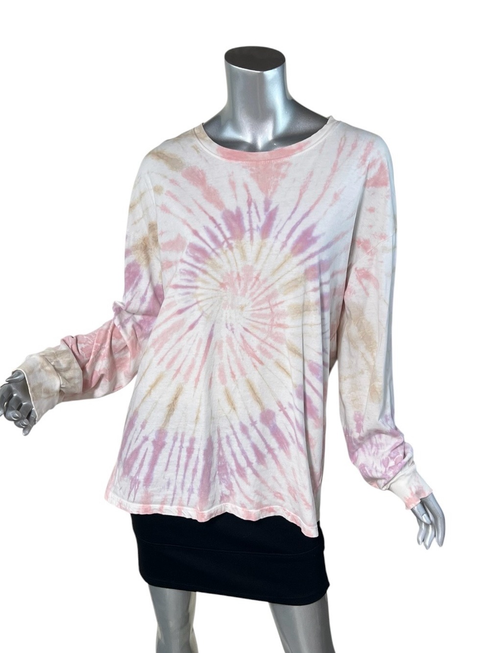 Rebellious One Women’s XL Long Sleeve Crew Neck 100% Cotton T Shirt Tie Dye